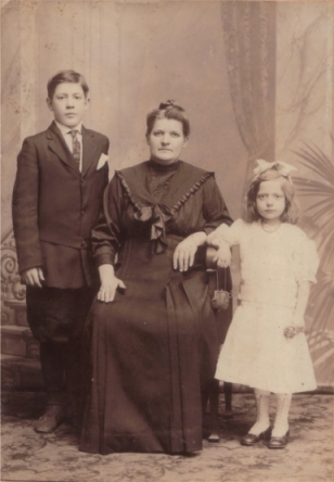 Roza (Peto) Sebok with her son, Albert, and daughter, Emma.