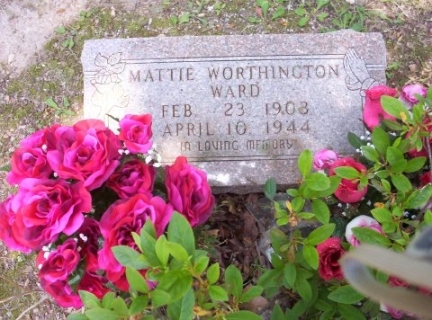 Headstone of Mattie (Blankenship-Worthington) Ward